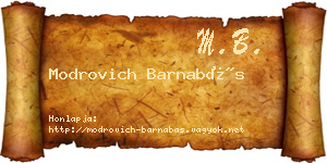 Modrovich Barnabás névjegykártya
